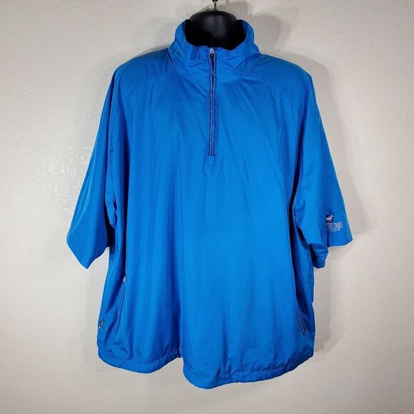 Mens XL Blue Half-Zip Short Sleeve Jacket Windbreaker Western Skies Golf Club - Picture 1 of 16